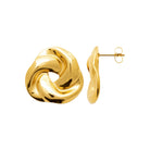 Boucles d’oreilles puces nœud torsadé bombé en acier PVD doré