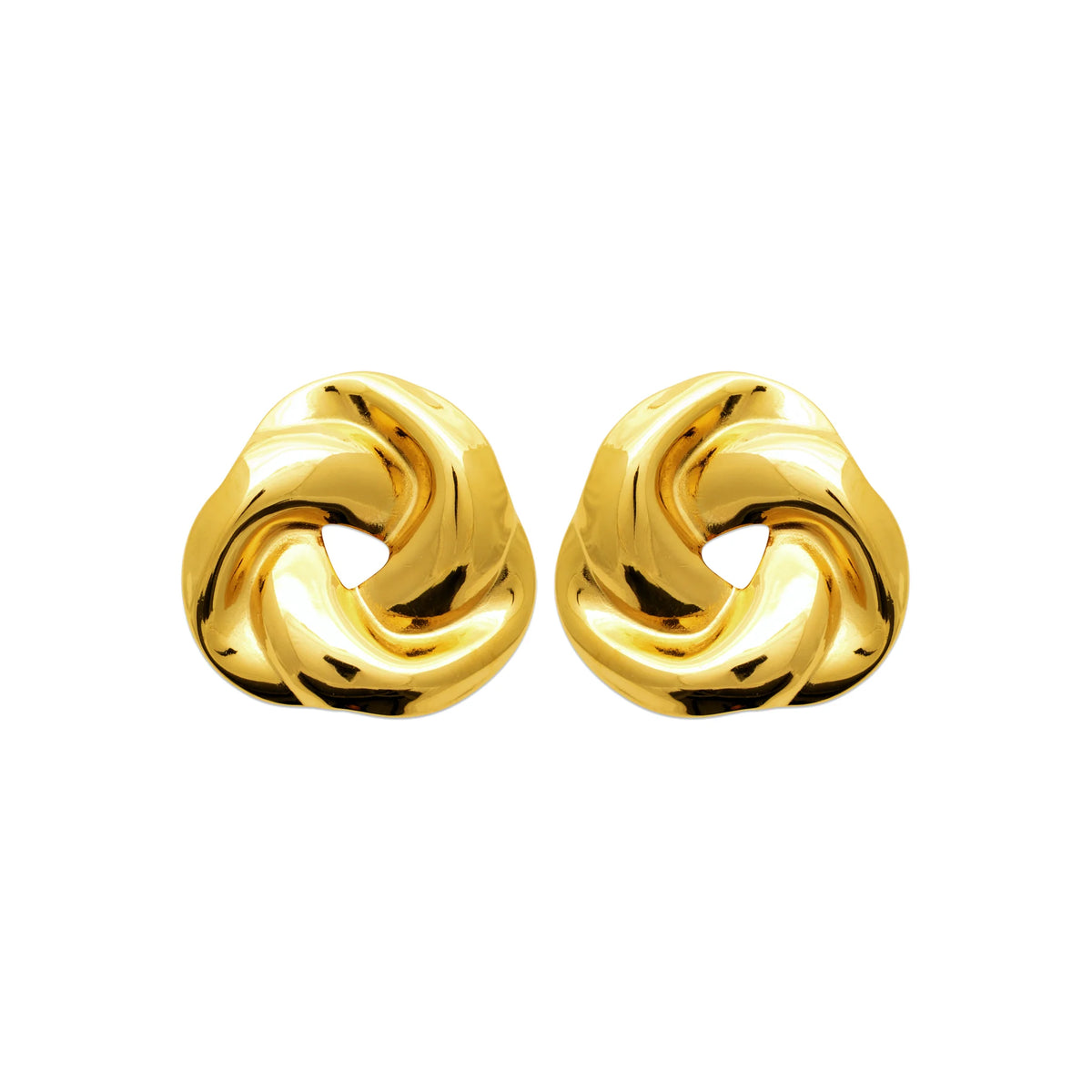 Boucles d’oreilles puces nœud torsadé bombé en acier PVD doré
