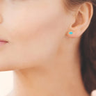 Boucles d’oreilles puces nuage bleu ciel enfant en plaqué or