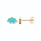 Boucles d’oreilles puces nuage bleu ciel enfant en plaqué or