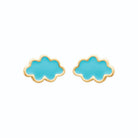 Boucles d’oreilles puces nuage bleu ciel enfant en plaqué or