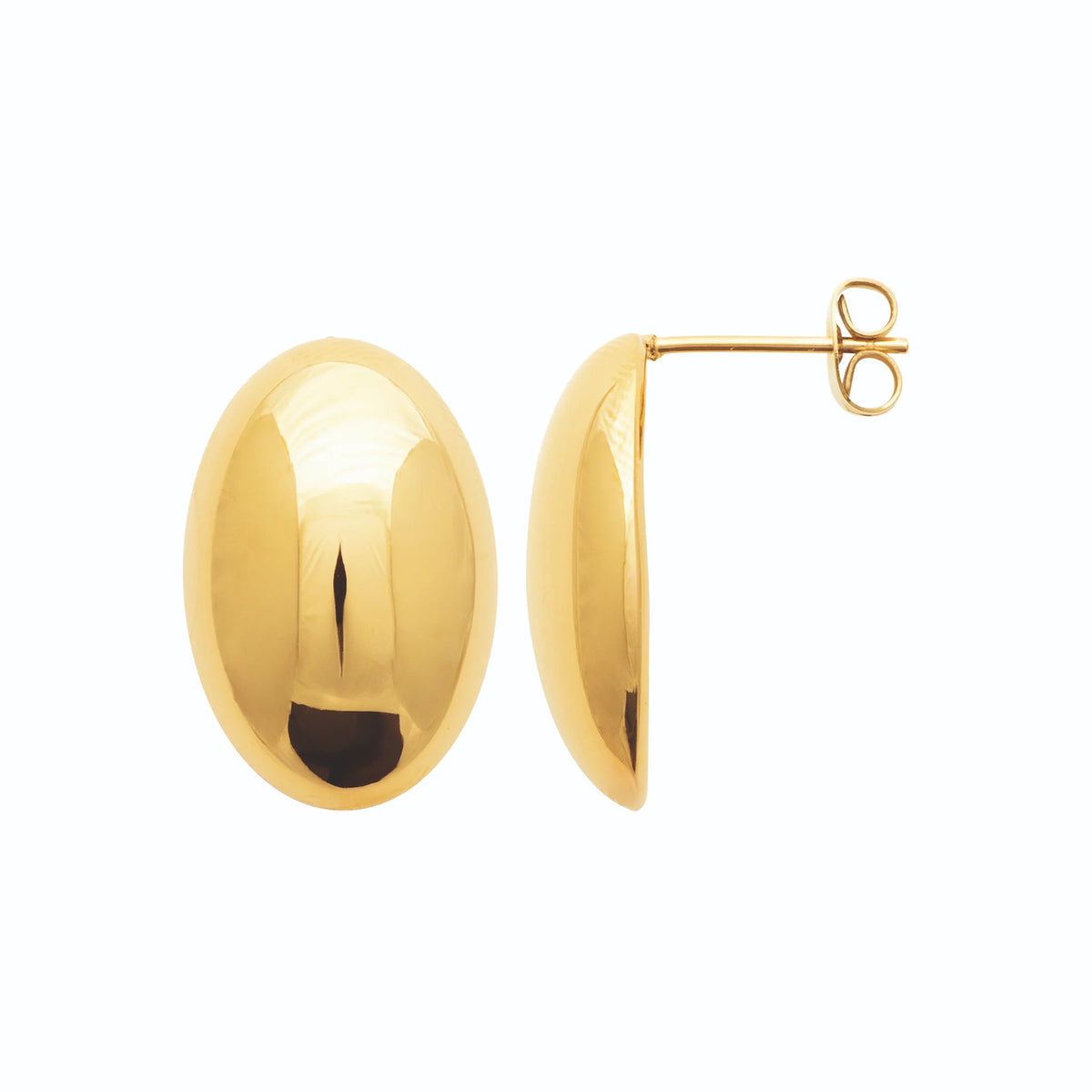 Boucles d’oreilles puces ovale bombé en acier PVD doré