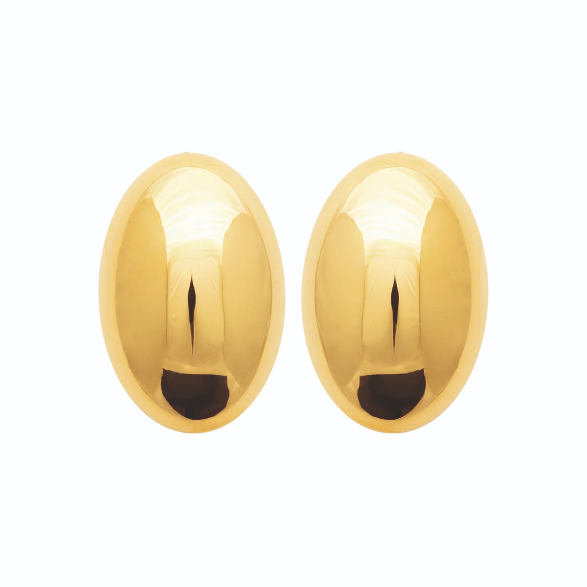 Boucles d’oreilles puces ovale bombé en acier PVD doré