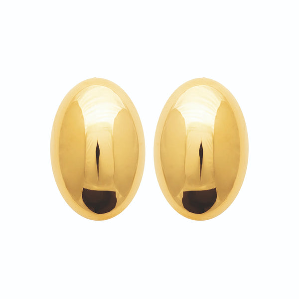 Boucles d’oreilles puces ovale bombé en acier PVD doré