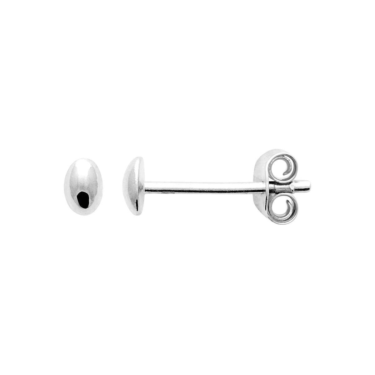 Boucles d’oreilles puces ovale bombé poli miroir en argent 925 rhodié