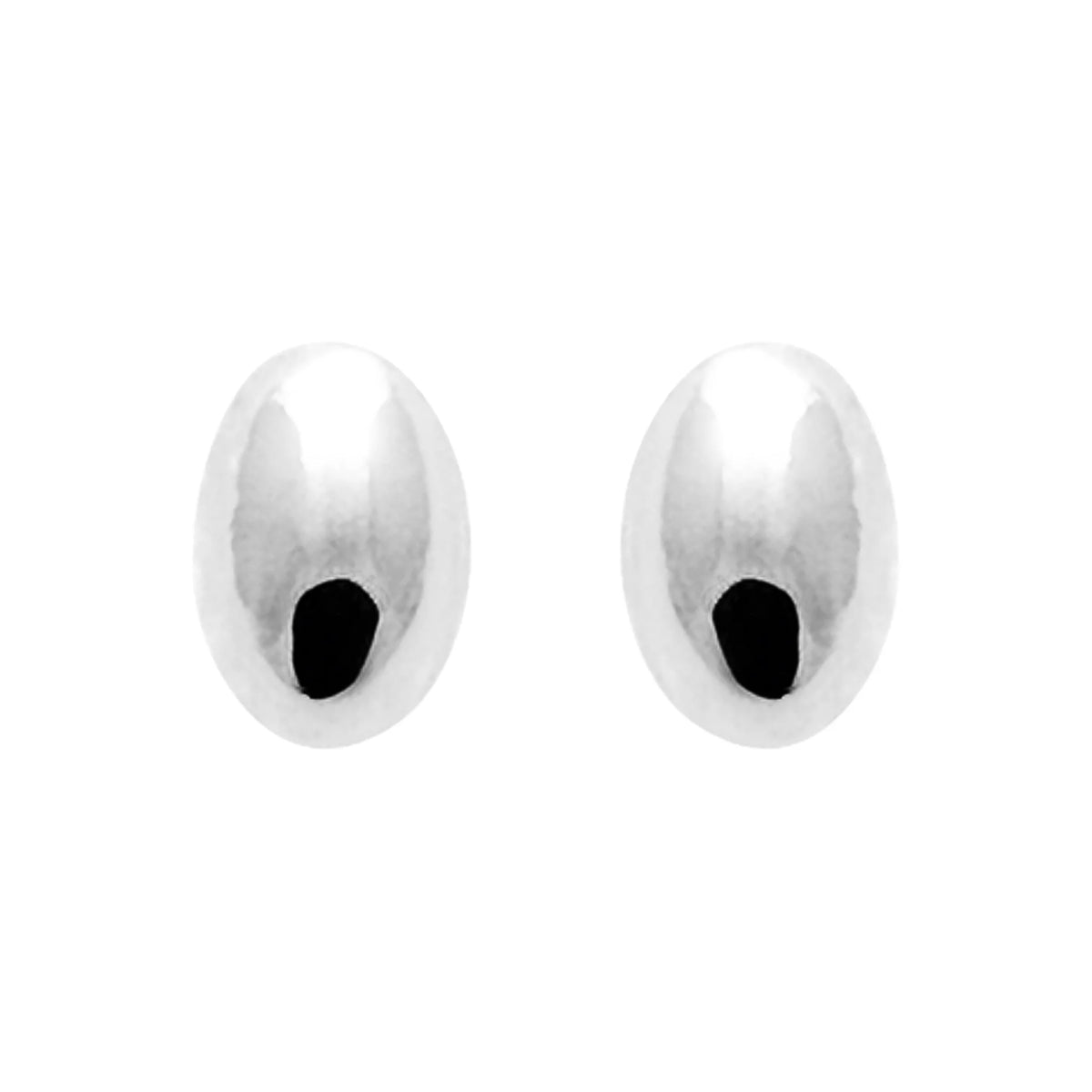 Boucles d’oreilles puces ovale bombé poli miroir en argent 925 rhodié
