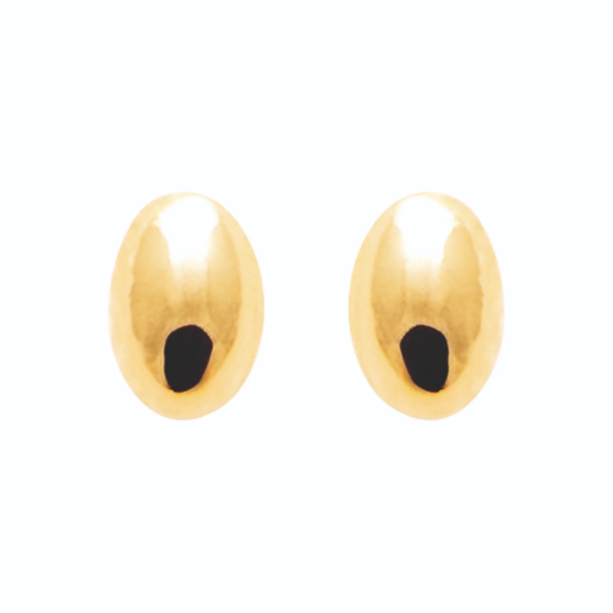 Boucles d’oreilles puces ovale bombé poli miroir en plaqué or