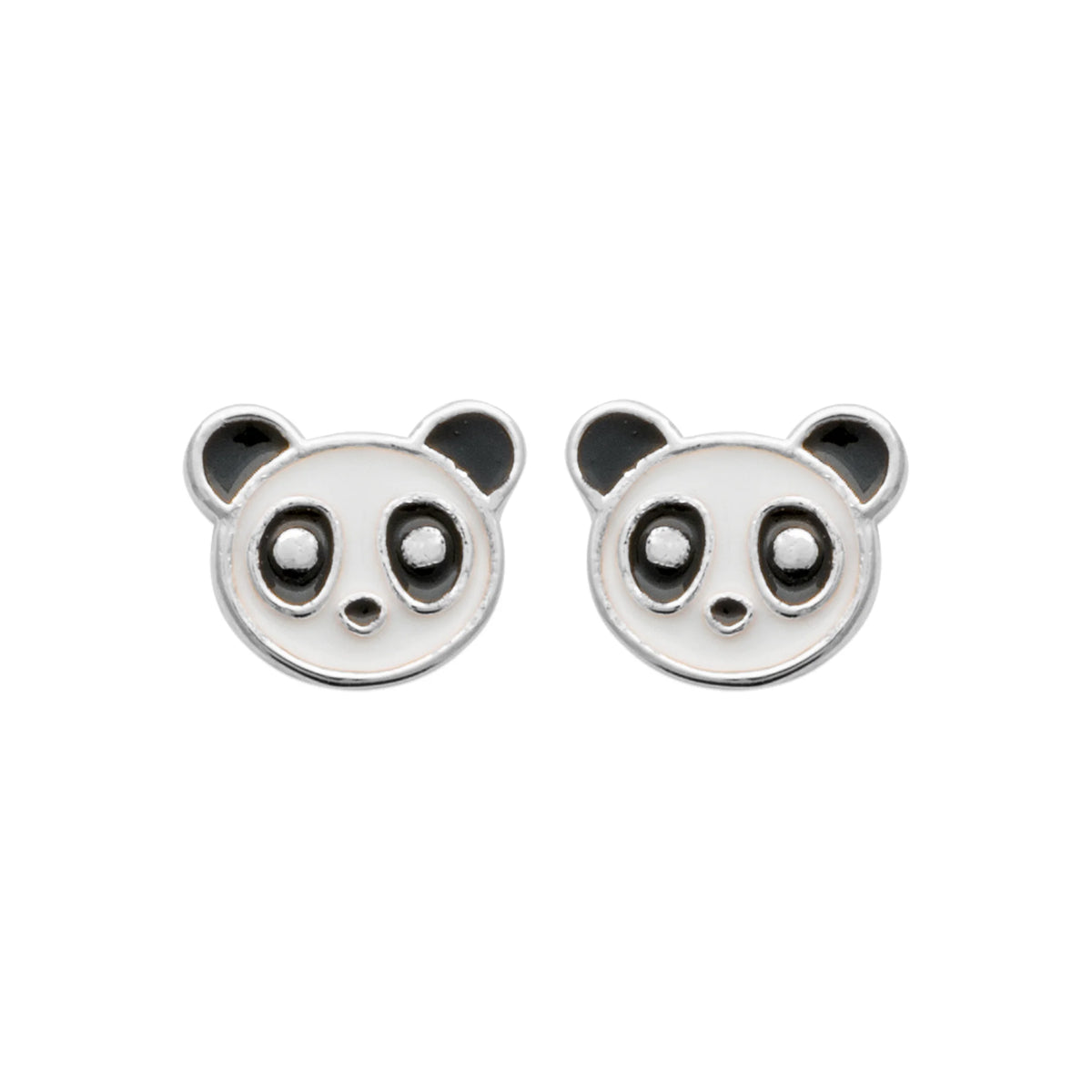 Boucles d’oreilles puces panda enfant en argent 925 rhodié