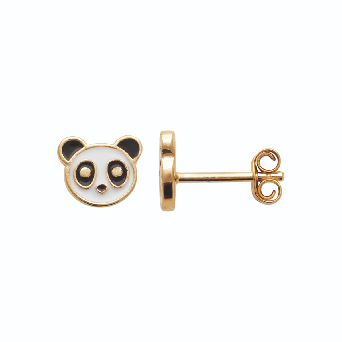 Boucles d’oreilles puces panda enfant en plaqué or