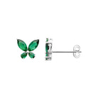 Boucles d’oreilles puces papillon vert en argent 925