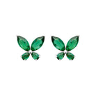 Boucles d’oreilles puces papillon vert en argent 925
