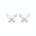 Boucles d’oreilles puces papillon zircons en plaqué or