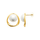Boucles d’oreilles puces perle d’imitation dans un anneau doré en acier PVD doré