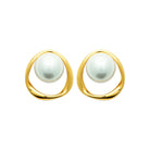 Boucles d’oreilles puces perle d’imitation dans un anneau doré en acier PVD doré