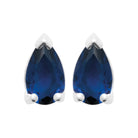 Boucles d’oreilles puces pierre bleu nuit taille poire en argent 925, vue de face