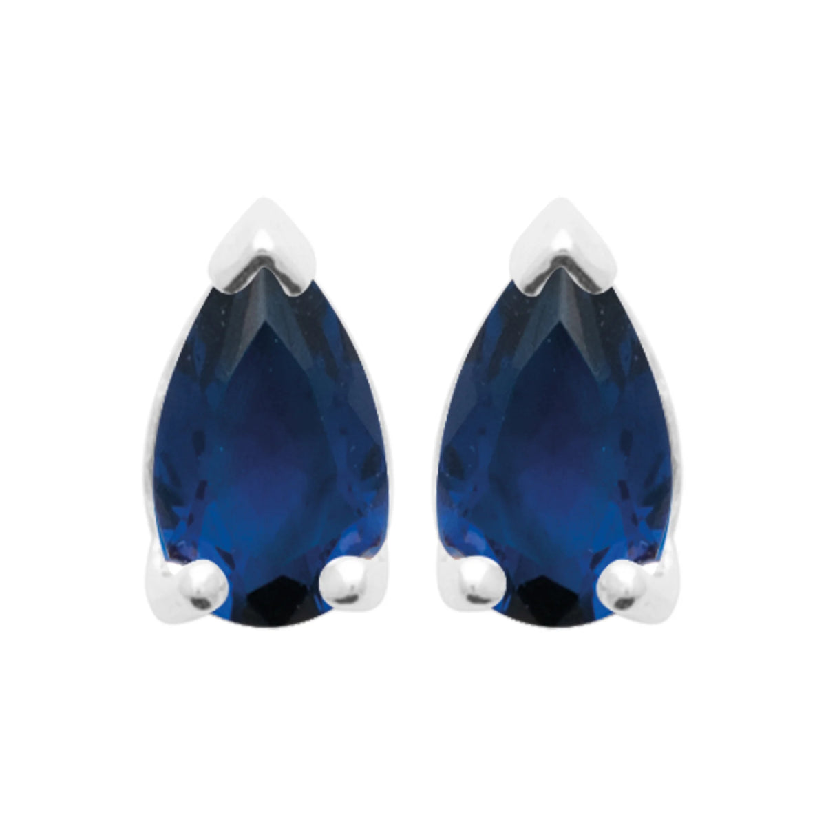 Boucles d’oreilles puces pierre bleu nuit taille poire en argent 925, vue de face