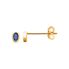Boucles d’oreilles puces pierre ovale bleu nuit en plaqué or