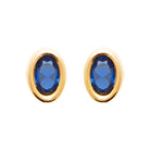 Boucles d’oreilles puces pierre ovale bleu nuit en plaqué or