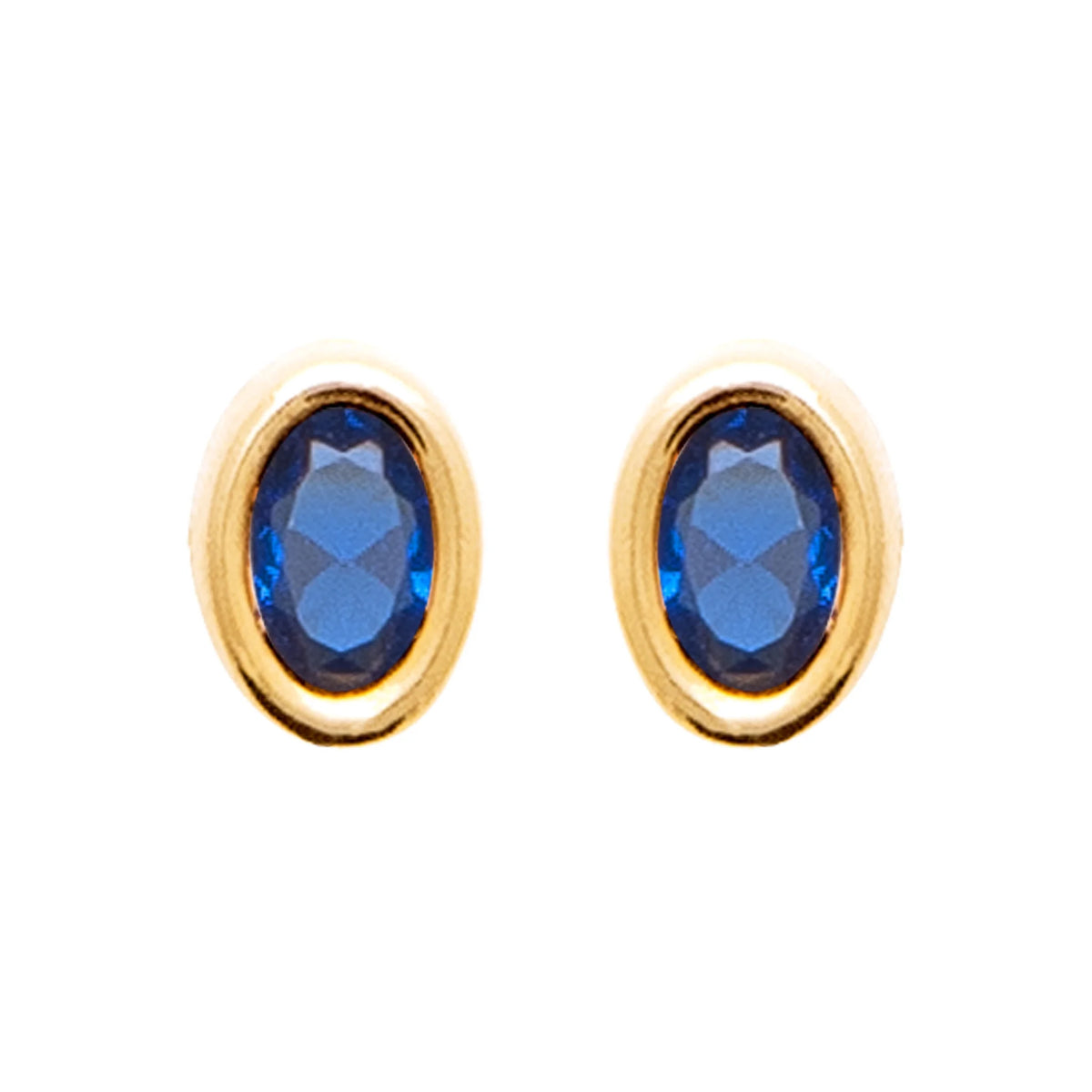 Boucles d’oreilles puces pierre ovale bleu nuit en plaqué or