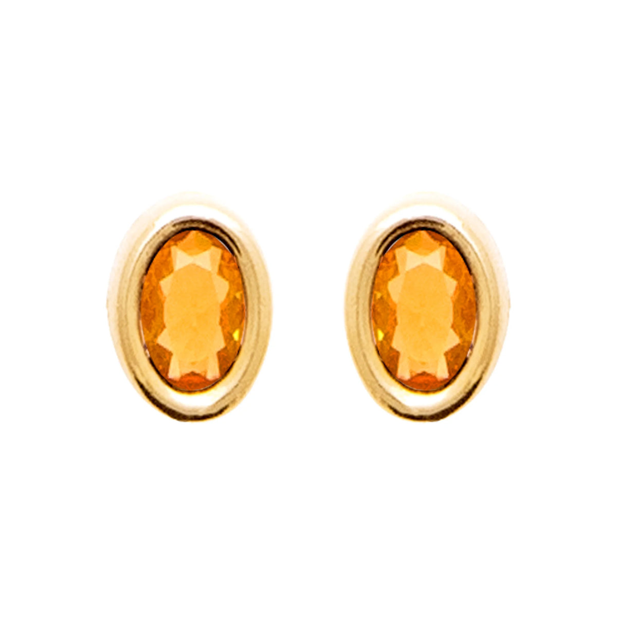 Boucles d’oreilles puces pierre ovale orange en plaqué or