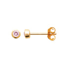 Boucles d’oreilles puces pierre ronde rose sertie clos en plaqué or