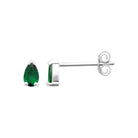 Boucles d’oreilles puces pierre verte taille poire en argent 925, vue de profil