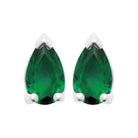 Boucles d’oreilles puces pierre verte taille poire en argent 925, vue de face