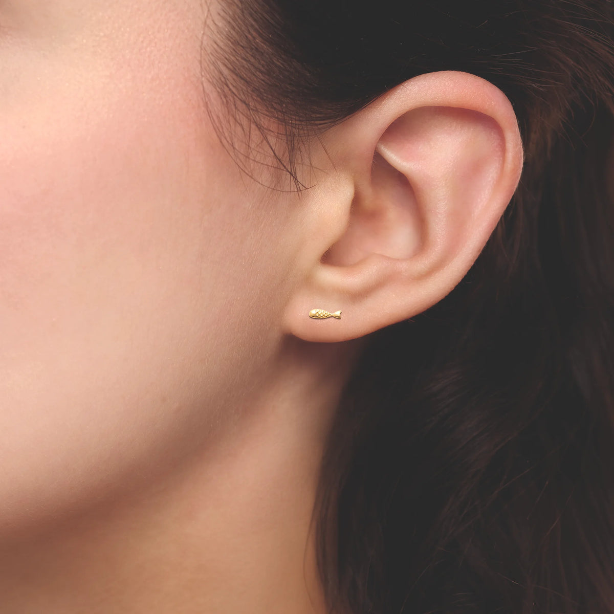 Boucles d’oreilles puces poisson enfant en plaqué or