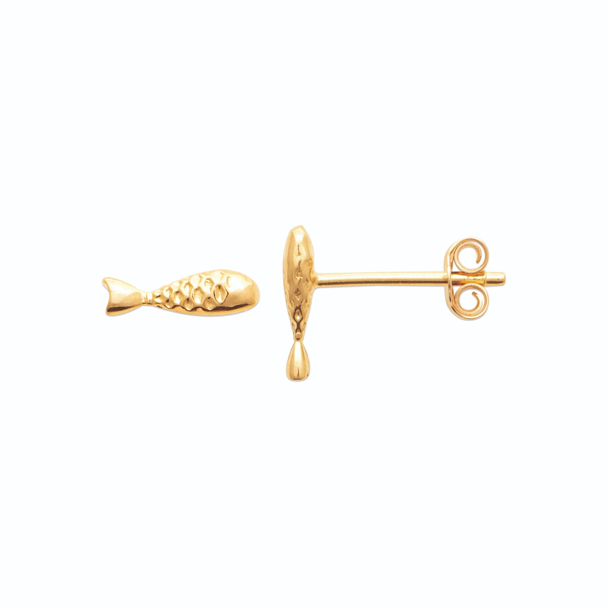 Boucles d’oreilles puces poisson enfant en plaqué or