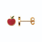 Boucles d’oreilles puces pomme rouge enfant en plaqué or