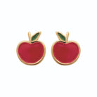 Boucles d’oreilles puces pomme rouge enfant en plaqué or