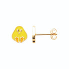Boucles d’oreilles puces poussin jaune enfant en plaqué or