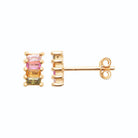 Boucles d’oreilles puces rectangle de pierres baguettes pastel en plaqué or
