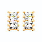 Boucles d’oreilles puces rectangle de zircons baguettes en plaqué or