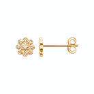 Boucles d’oreilles puces rosace d’or granulée et zircon en plaqué or