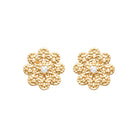 Boucles d’oreilles puces rosace d’or granulée et zircon en plaqué or
