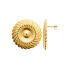 Boucles d’oreilles puces rosace godronnée en acier PVD doré