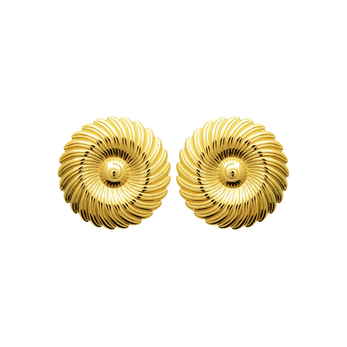 Boucles d’oreilles puces rosace godronnée en acier PVD doré
