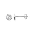 Boucles d’oreilles puces rosace de zircons en argent 925 rhodié