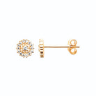 Boucles d’oreilles puces rosace de zircons en plaqué or