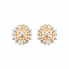 Boucles d’oreilles puces rosace de zircons en plaqué or