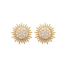 Boucles d’oreilles puces soleil centre pavé de zircons en plaqué or