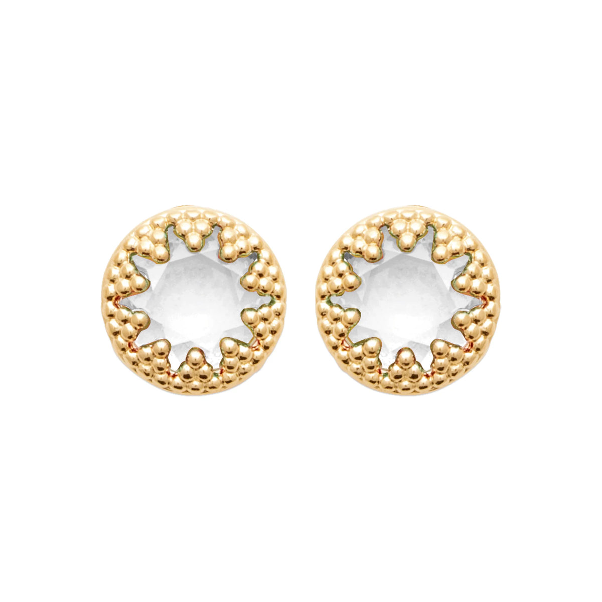 Boucles d’oreilles puces soleil pavé de zircons en plaqué or