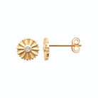 Boucles d’oreilles puces soleil plissé et pierre centrale en plaqué or