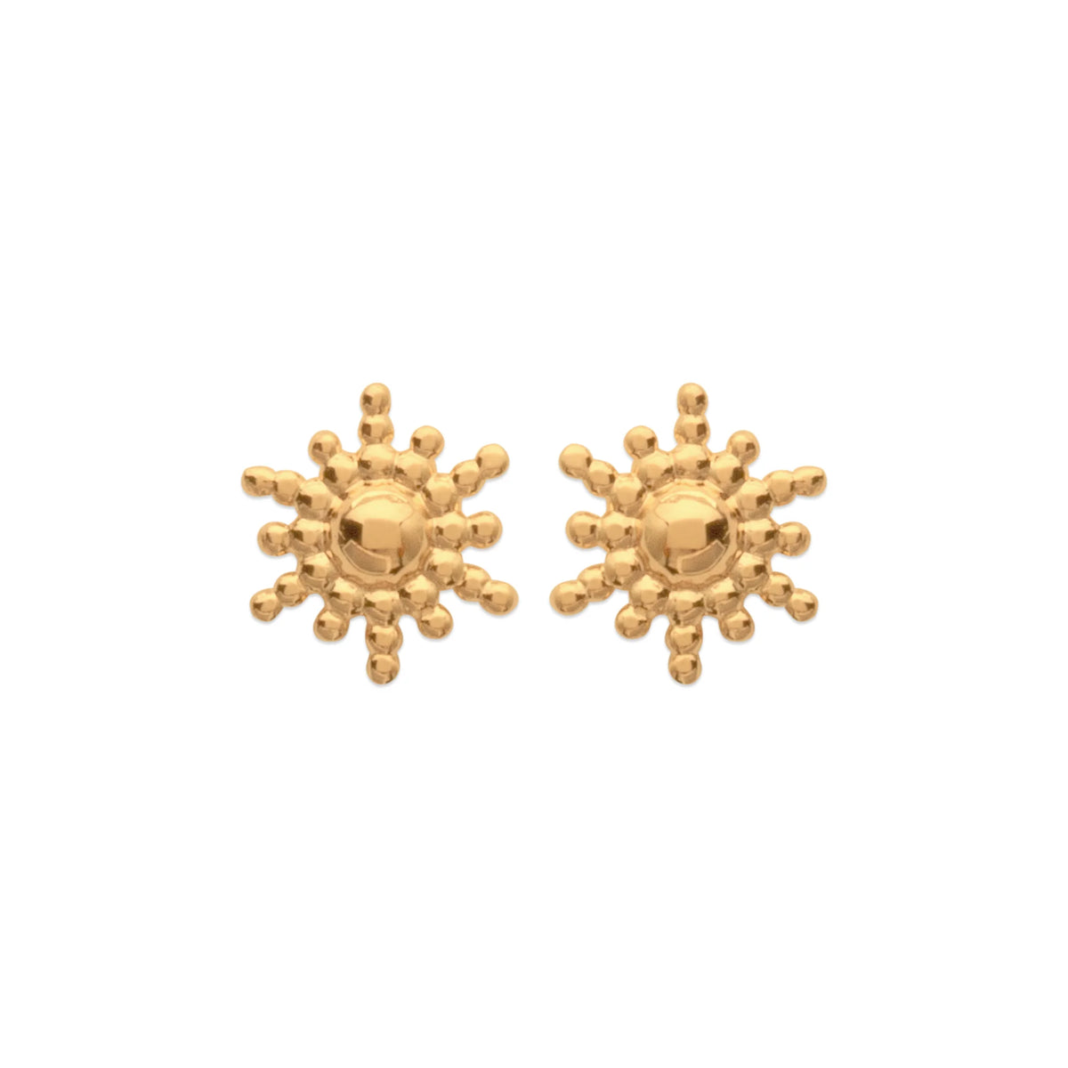 Boucles d’oreilles puces soleil rayons granulés en plaqué or