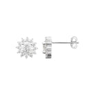 Boucles d’oreilles puces soleil de zircons en argent 925, vue de profil