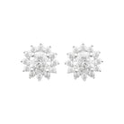 Boucles d’oreilles puces soleil de zircons en argent 925, vue de face