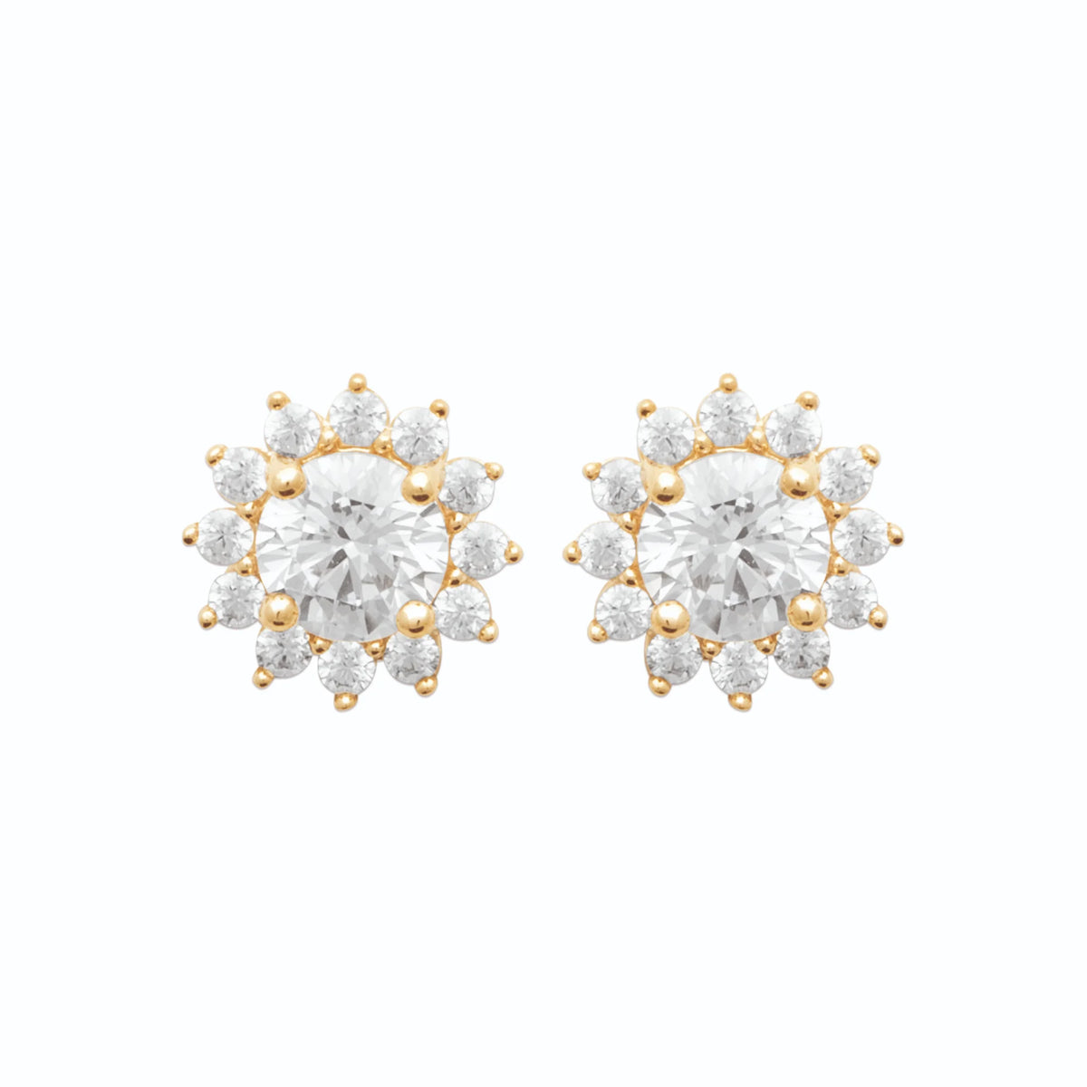 Boucles d’oreilles puces soleil de zircons en plaqué or
