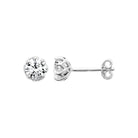 Boucles d’oreilles puces solitaire zircon en couronne festonnée en argent 925 rhodié