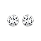 Boucles d’oreilles puces solitaire zircon en couronne festonnée en argent 925 rhodié
